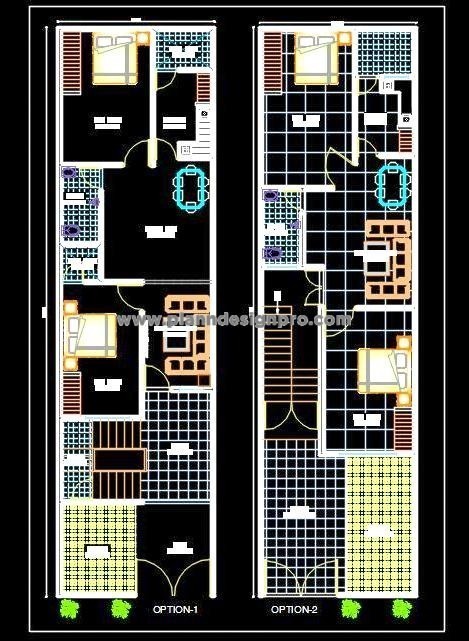 15'x60' Residential House Design Free CAD File Download