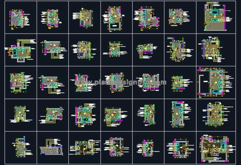 35 Bathroom Layout Options CAD- Various Sizes and Designs