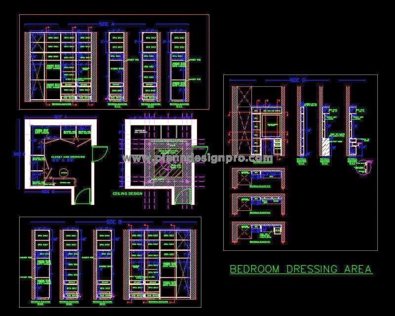 9'x9' Dressing Room CAD Detail Wardrobe & Dressing Table