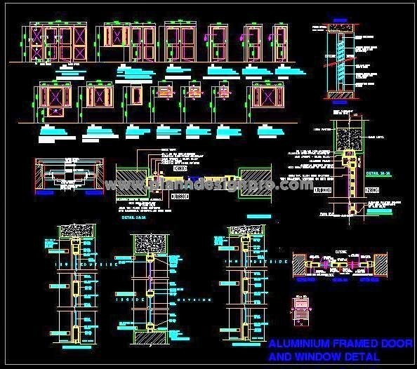 Aluminum Doors, Windows, & Glazing Details- AutoCAD DWG