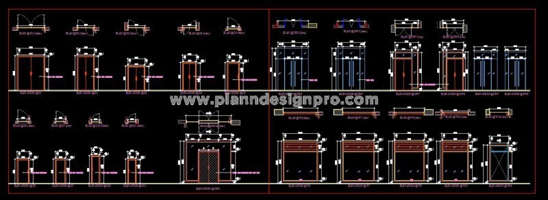 Architectural Door & Window CAD Details- Flush, Glass, Wooden