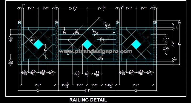 Balcony Railing CAD Block - Free Download