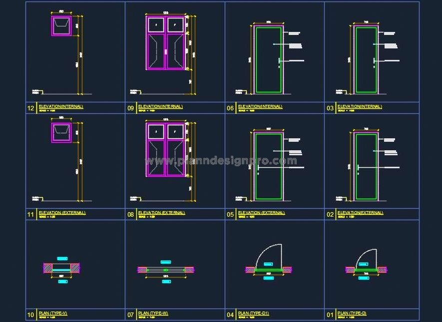 Basic Flush Door, Window, and Ventilator Designs- Free DWG