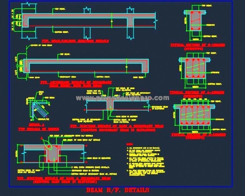 Beam Reinforcement Design CAD- Structural Details
