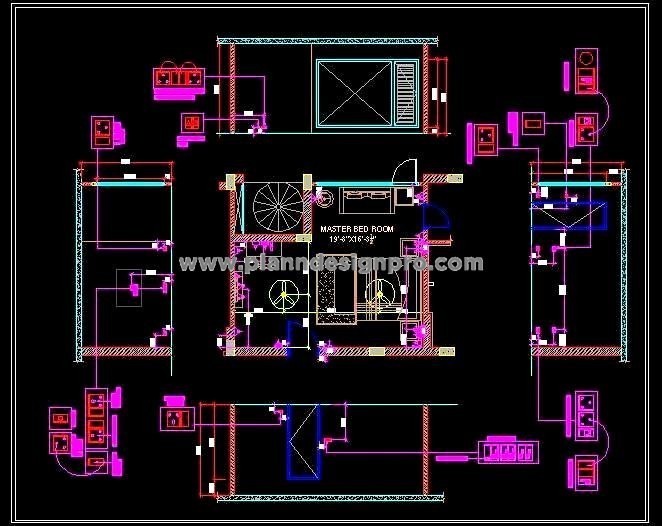 Bedroom Electrical Layout CAD for Residential Projects
