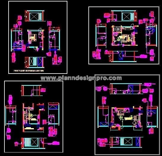 Bedroom Electrical Layout CAD with Wall Elevation Details
