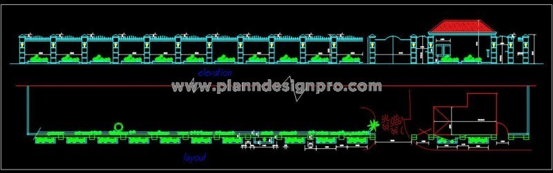 Boundary Wall Design Free CAD Block - Plan and Elevation