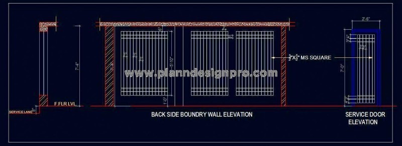 Boundary Wall Design with Elevation & Section- Free DWG