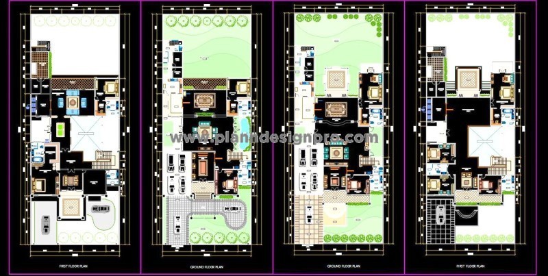 Bungalow CAD Detail - Interior and Landscape Layouts