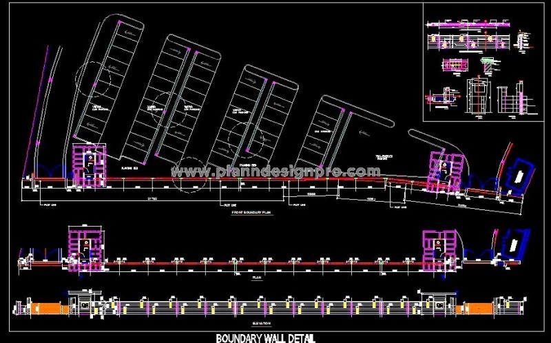 Commercial Boundary Wall & Gate Design in AutoCAD DWG