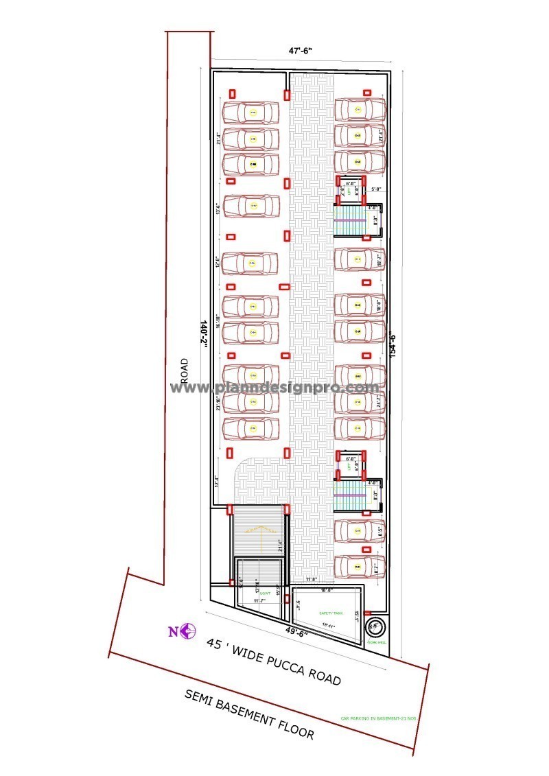 Commercial Building Basement Floor Parking Plan