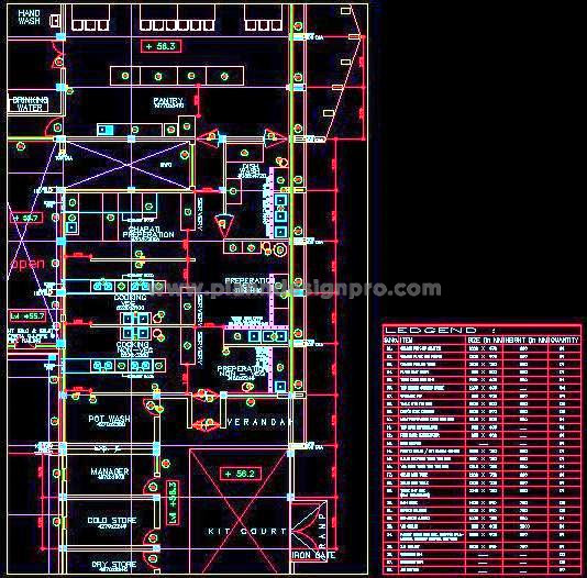 Commercial Kitchen CAD Design with Equipment Details