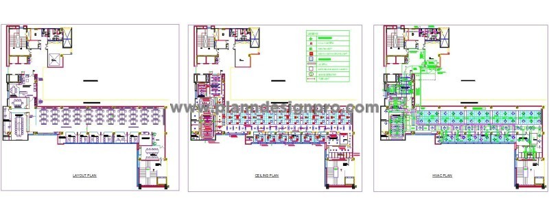 Corporate Office Design DWG- Layout with HVAC & Ceiling Plans