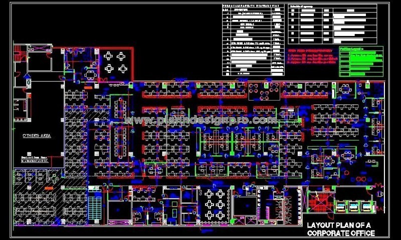 Corporate Office Layout DWG for 300 Staff - AutoCAD DWG Download
