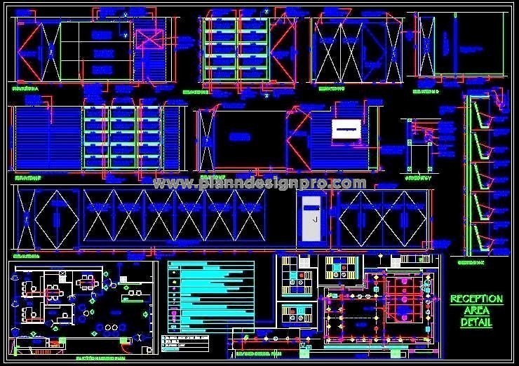Corporate Reception Design DWG with RCP and Elevations