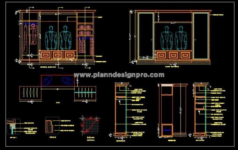 Custom Wardrobe Design- Detailed Autocad Drawing