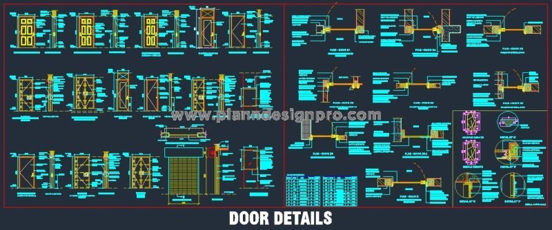 Door Design CAD- Flush, Rolling Shutter, Shaft & Glass Doors