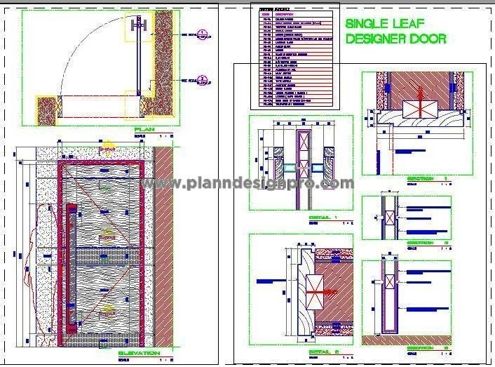Door Design CAD Detail- Veneer and Copper with Custom Handle