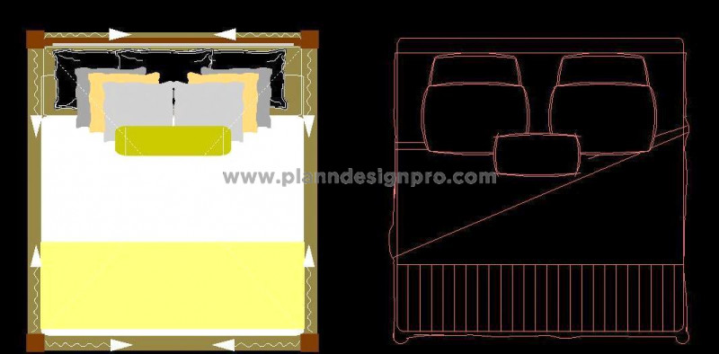 Double Bed Free CAD Block for Interiors