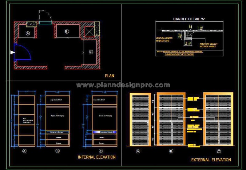 Dresser Room with Wardrobe Design- DWG Download