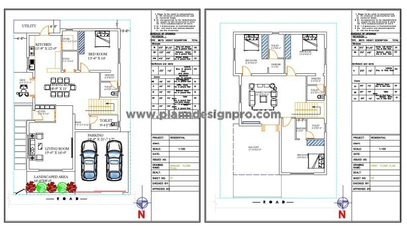 Duplex House CAD Design for 40'x60' Plot