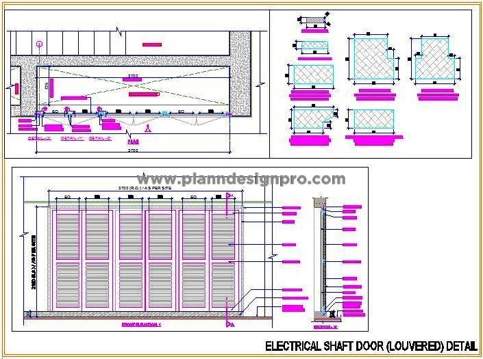 Electrical Shaft Door Detail with Louvers- DWG Download