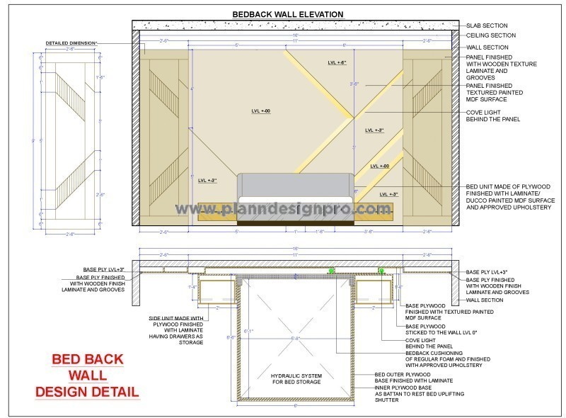 Elegant Bedroom Wall Design AutoCAD DWG File