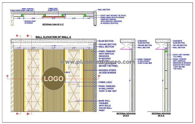 Elegant Office Reception Back Wall DWG Design