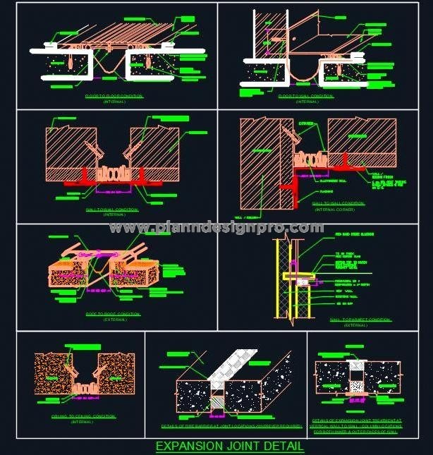 Expansion Joint CAD DWG- Floor, Wall, Ceiling, Roof Details