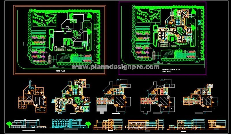 Eye Care Hospital Design - AutoCAD DWG Layout & Elevations