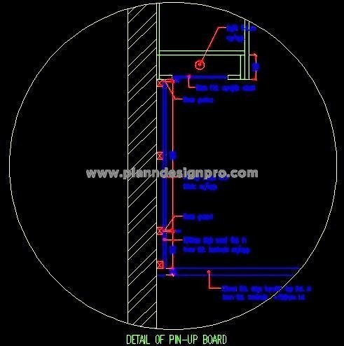 Fabric Pin-Up Board with Hidden Light DWG for Offices