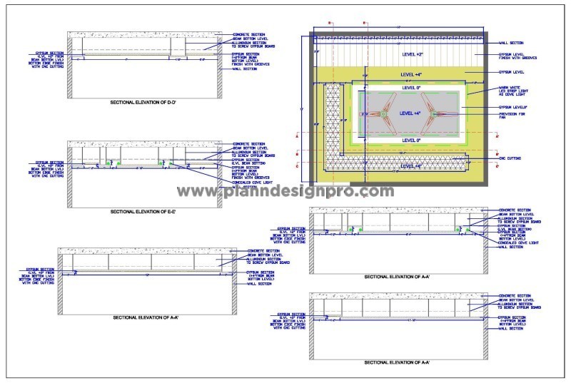 False Ceiling Design for Modern Living Rooms- AutoCAD DWG