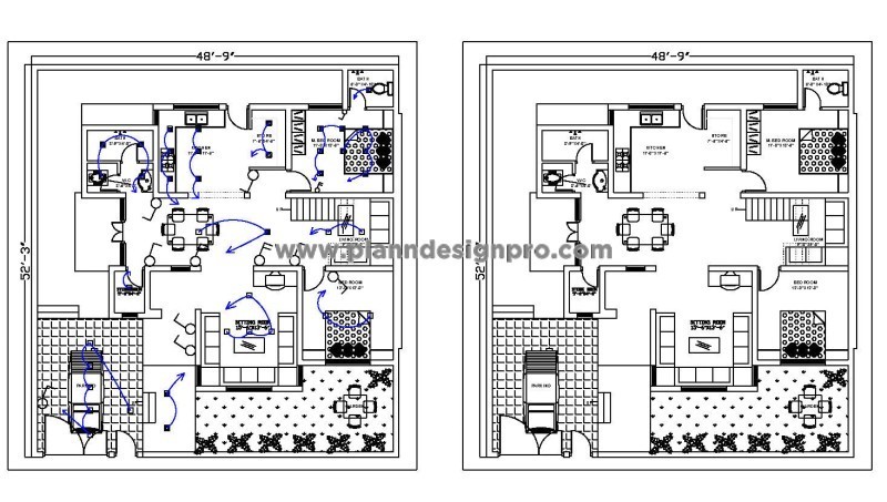 Free AutoCAD House Plan for 50'x50' Plot