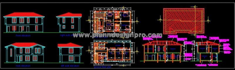 Free Autocad Duplex House Plan with Timber Roof