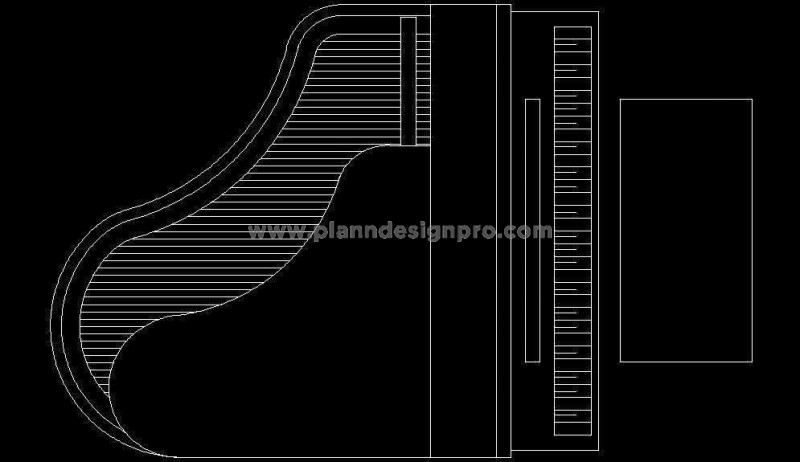 Free CAD Block- Professional Piano with Table
