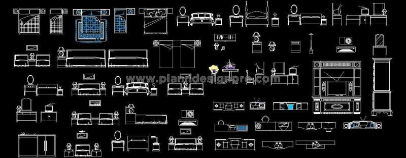 Free CAD Blocks- Bedroom Furniture DWG Models for Interiors