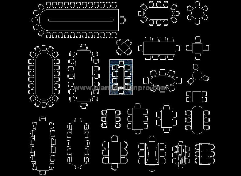 Free Furniture CAD Blocks for Dining & Conference Tables