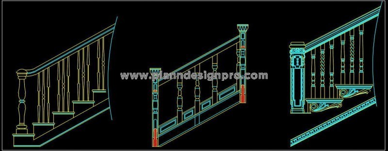 Free Railing CAD Blocks for Staircase & Balcony