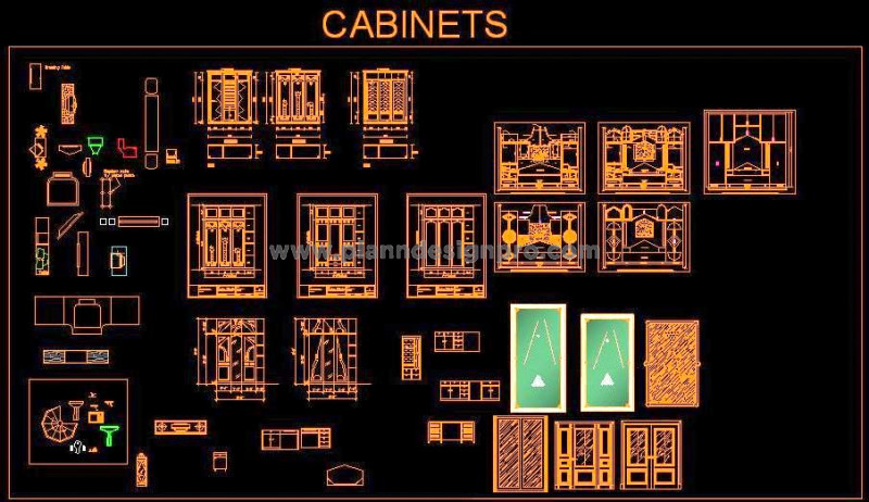 Furniture Free CAD Blocks Collection- TV, Storage & Pool Tables