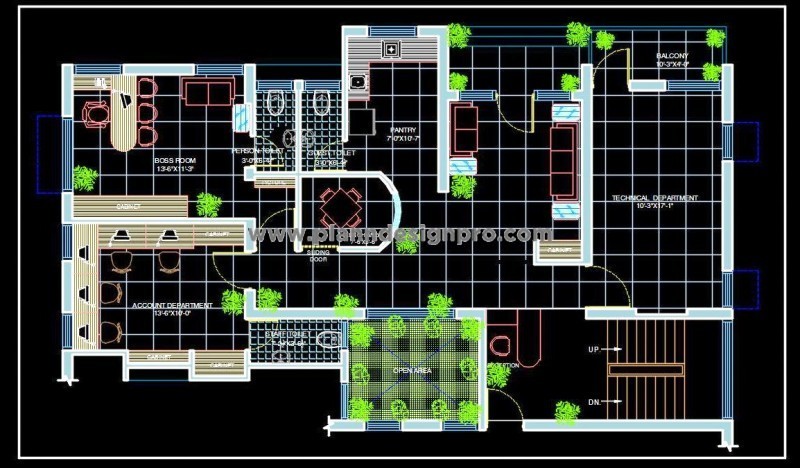 Ground Floor Office Layout in AutoCAD - 50'x25' Plan