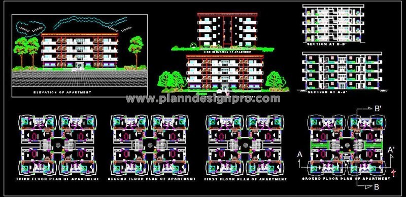 Group Housing Tower Design DWG with 2 BHK Apartments - test