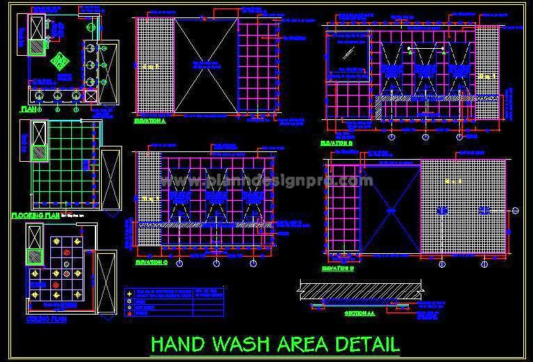 Hand Wash Area Design for Cafeteria in AutoCAD DWG