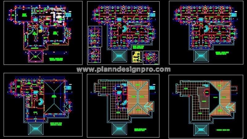 Hotel Architecture DWG Complete G+4 Floor Plan