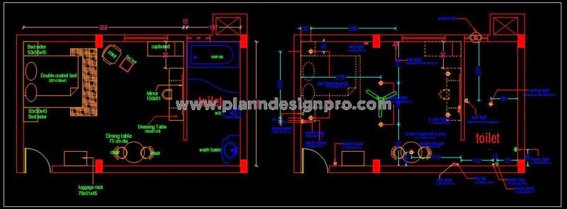 Hotel Guest Room Plan in Autocad DWG - Free Download