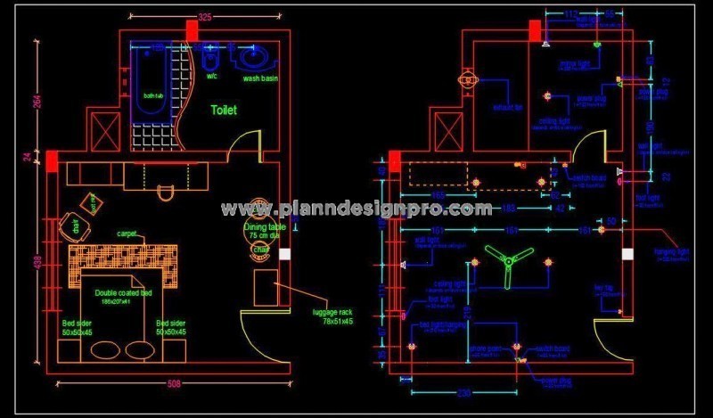 Hotel Room Layout Plan in AutoCAD- Free Download