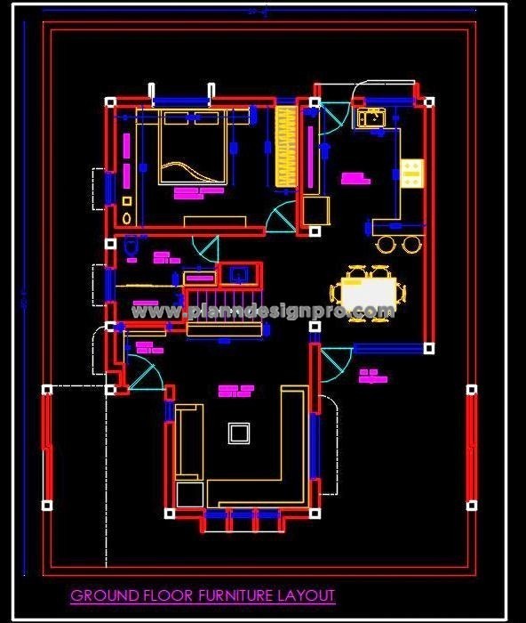 House Plan on 40'x50' Plot - Free Autocad Drawing