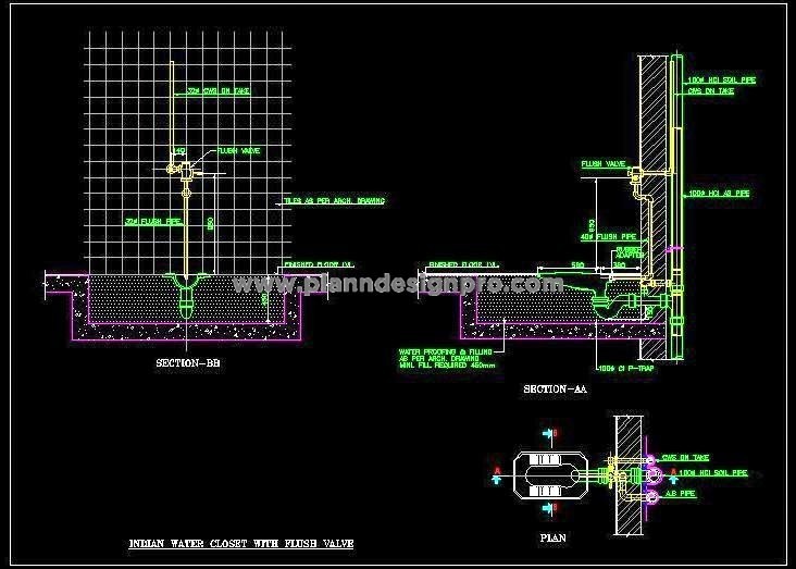 Indian Toilet Plumbing & Construction Details- AutoCAD DWG