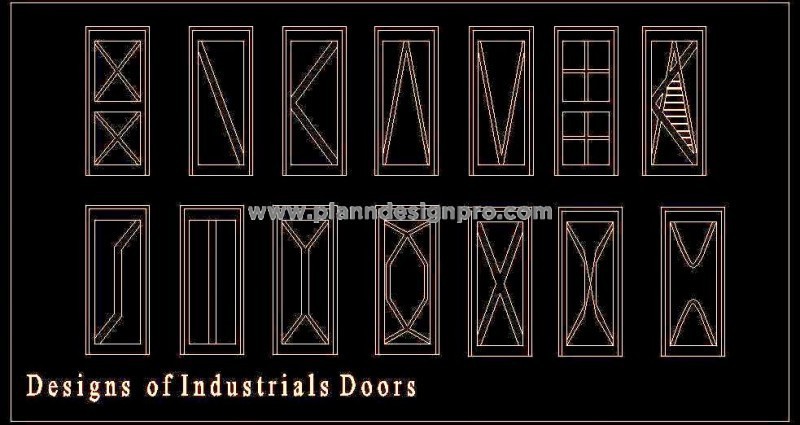 Industrial Door Designs in Elevation View- Free CAD Blocks