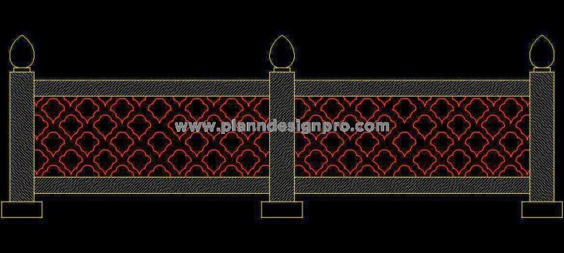 Jaali Railing Free DWG Design for Temples, Forts, and Palaces