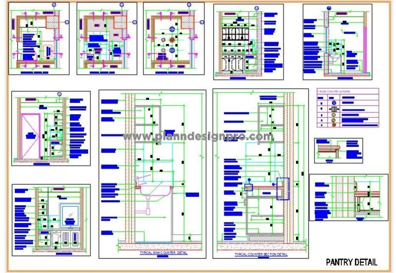 L-Shaped Pantry AutoCAD- Complete Layout with Storage & Sections